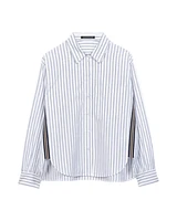 Luisa Cerano Striped Shirt Blouse With Taping