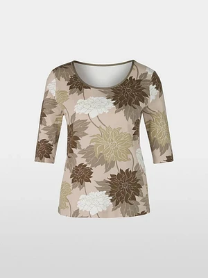 Marc Cain Floral Three Quarter Sleeve Tee