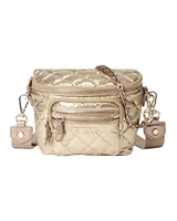 MZ Wallace Antique Gold Metallic Micro Crosby Sling Bag