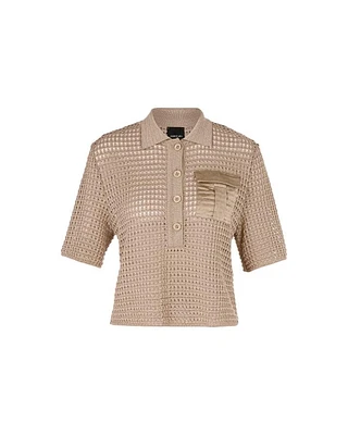 Marc Cain Crochet Open Knit Polo Shirt