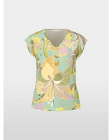 Marc Cain Exotic Leaf Print U-Neck Tee
