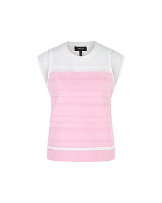 Marc Cain Textured Front Mesh Cap Sleeve Tee