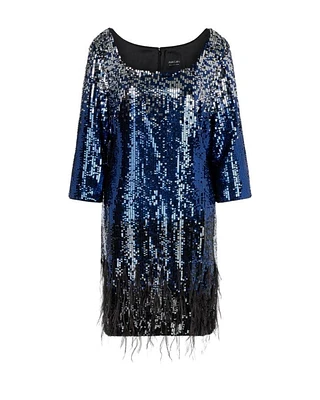 Marc Cain Sequin Dress With Feather Application