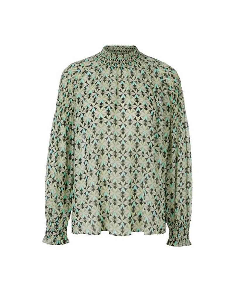Marc Cain Malachite Print Smocked Blouse