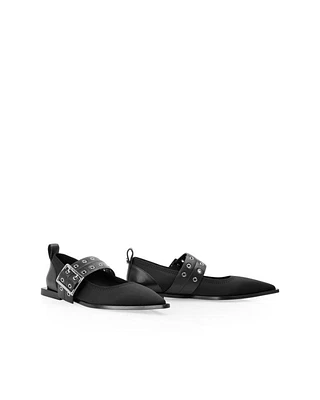 Marc Cain Mary Jane Ballerina Flats With Eyelet Details