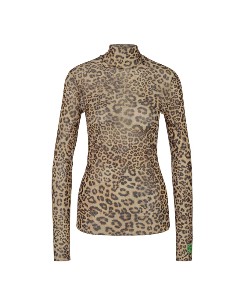 Marc Cain Leo Print Mesh Turtleneck