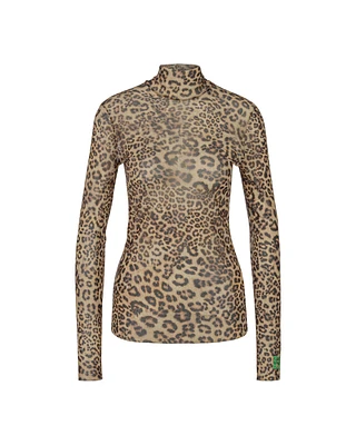Marc Cain Leo Print Mesh Turtleneck