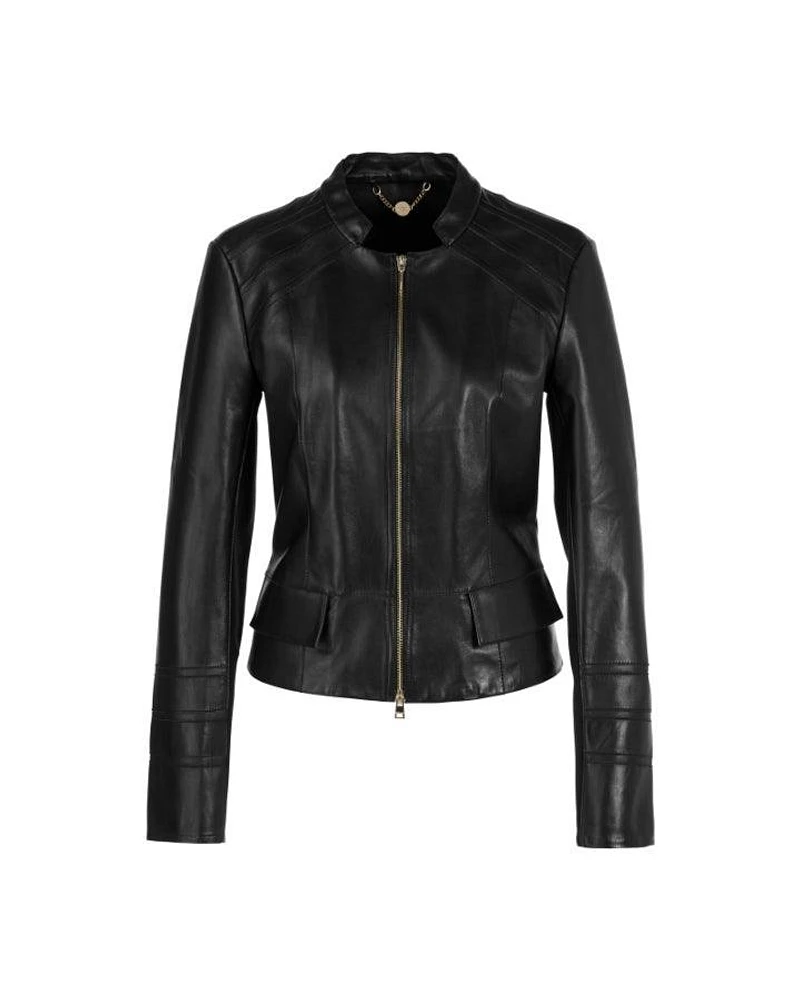 Marc Cain Leather Zip Jacket with Insert Details