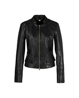 Marc Cain Leather Zip Jacket with Insert Details