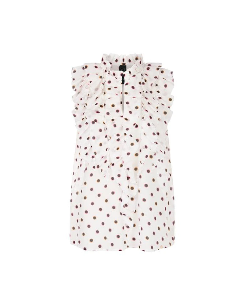 Marc Cain Polka Dot Ruffle Sleeveless Blouse