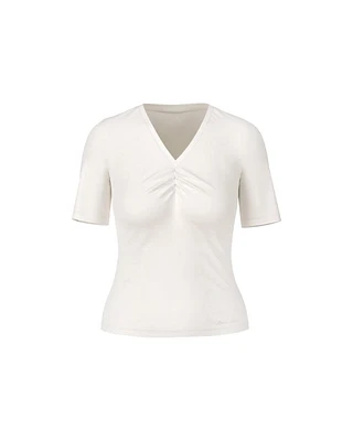 Marc Cain Gathered Chest V-Neck Tee