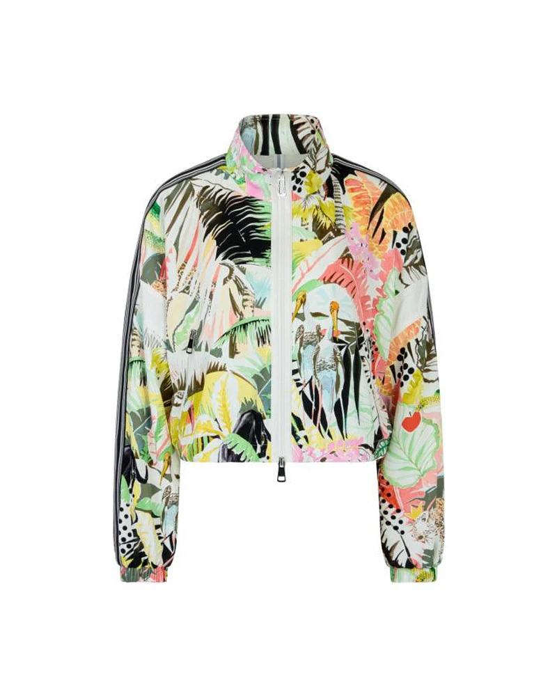 Marc Cain Tropical Jungle Print Cropped Zip Bomber Jacket