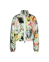 Marc Cain Tropical Jungle Print Cropped Zip Bomber Jacket