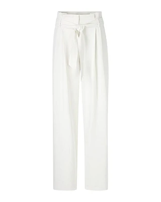 Marc Cain Wichita Crepe Belted Pleat Pant Off White