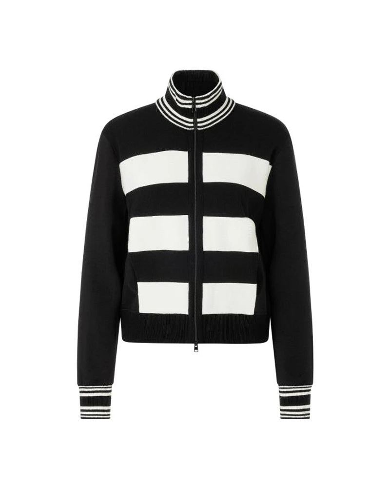 Marc Cain Wide Stripe T-Neck Zip Cardigan