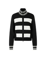 Marc Cain Wide Stripe T-Neck Zip Cardigan