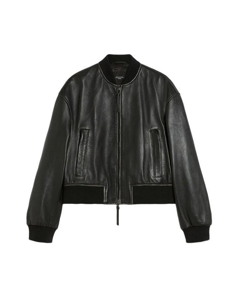Max Mara Weekend Hiltex Leather Bomber Jacket
