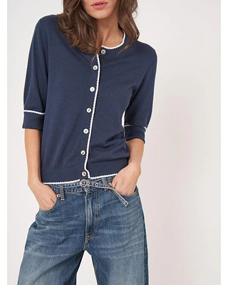 Repeat Half Sleeve Tipped Cardigan