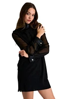 Shan Mesh Turtleneck Mini Dress