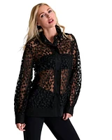 Shan Embroidered Tulle Shirt