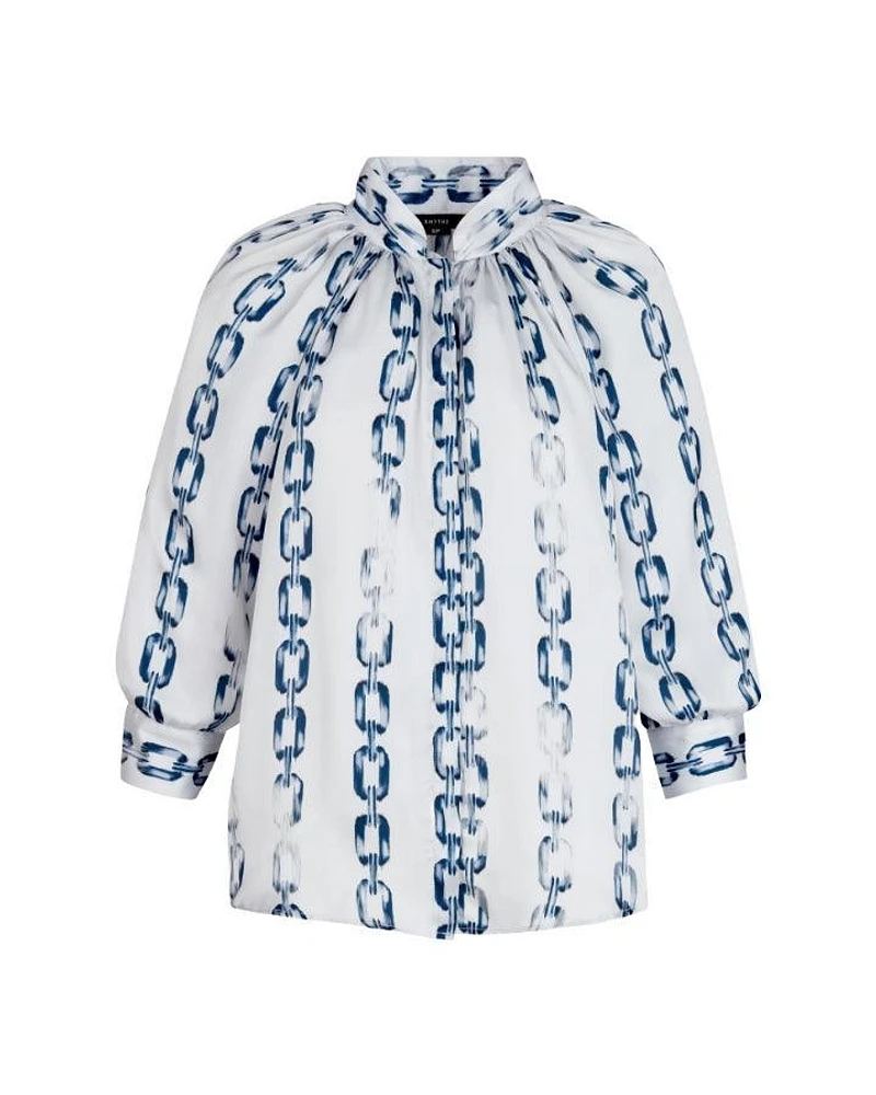 Smythe Gathered Chain Link Print Blouse
