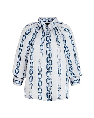 Smythe Gathered Chain Link Print Blouse