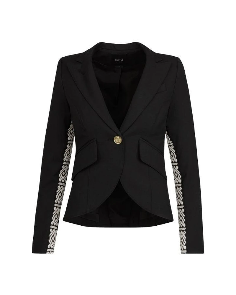 Smythe One Button Graphic Tuxedo Stripe Blazer