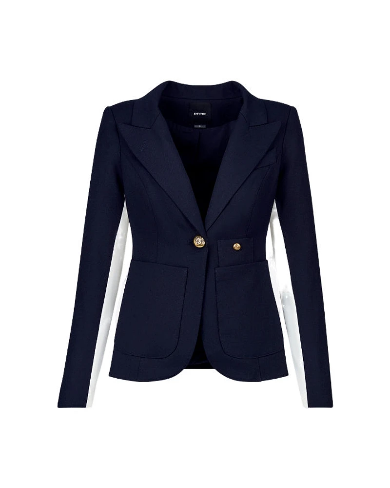 Smythe Patch Pocket White Tux Stripe Navy Blazer