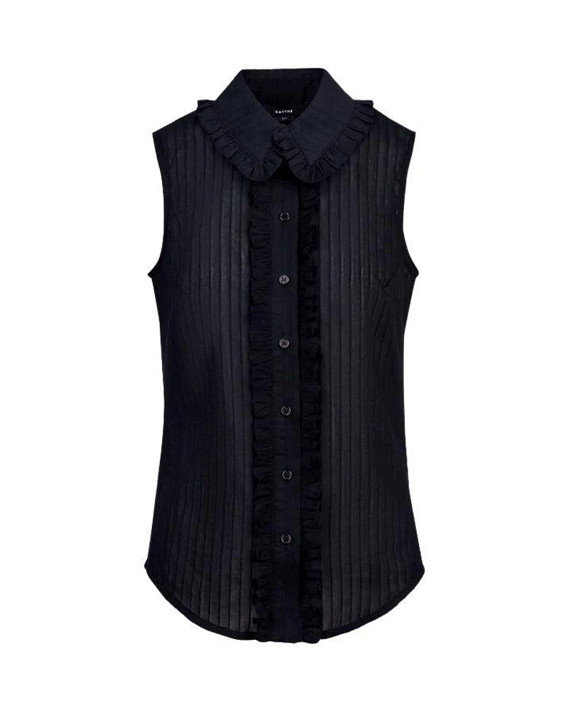 Smythe Sleeveless Ruffle Trim Shirt