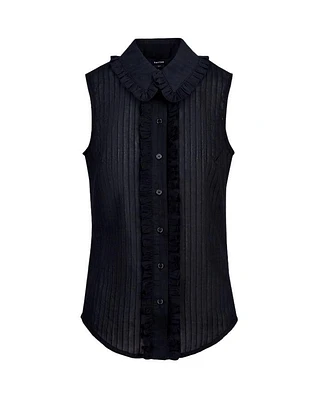 Smythe Sleeveless Ruffle Trim Shirt