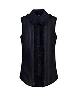 Smythe Sleeveless Ruffle Trim Shirt