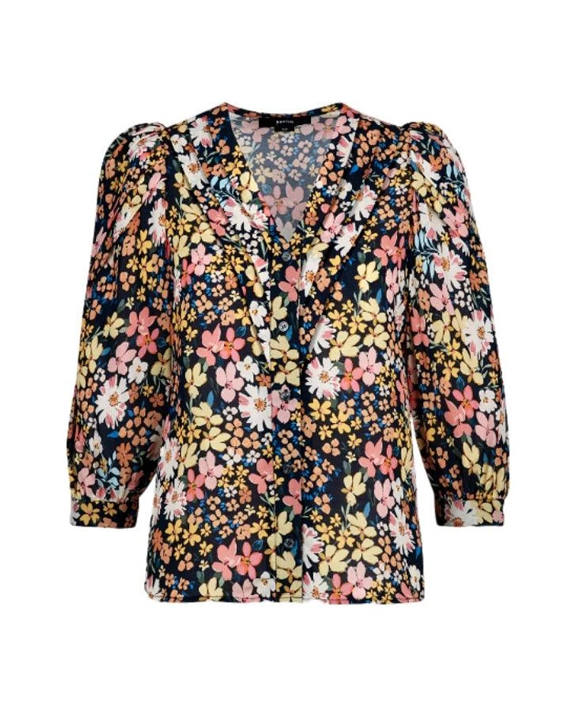 Smythe Navy Floral V-Neck Frontier Blouse