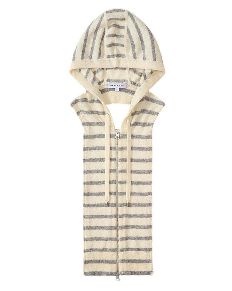 Veronica Beard Cashmere Hoodie Striped Dickey
