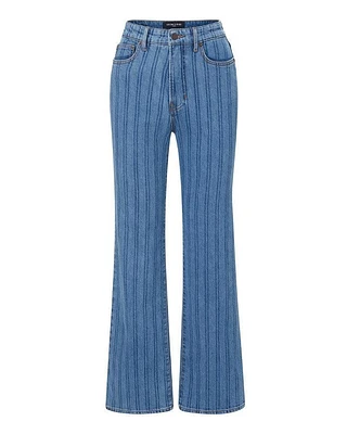Veronica Beard Crosbie Wide Leg Striped Jeans