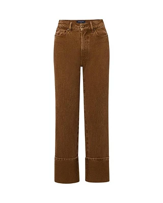 Veronica Beard Cuffed Straight Leg Jeans Deep Ochre