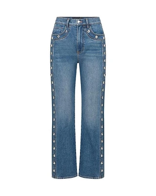 Veronica Beard Dylan Ankle Straight Leg Studded Jeans