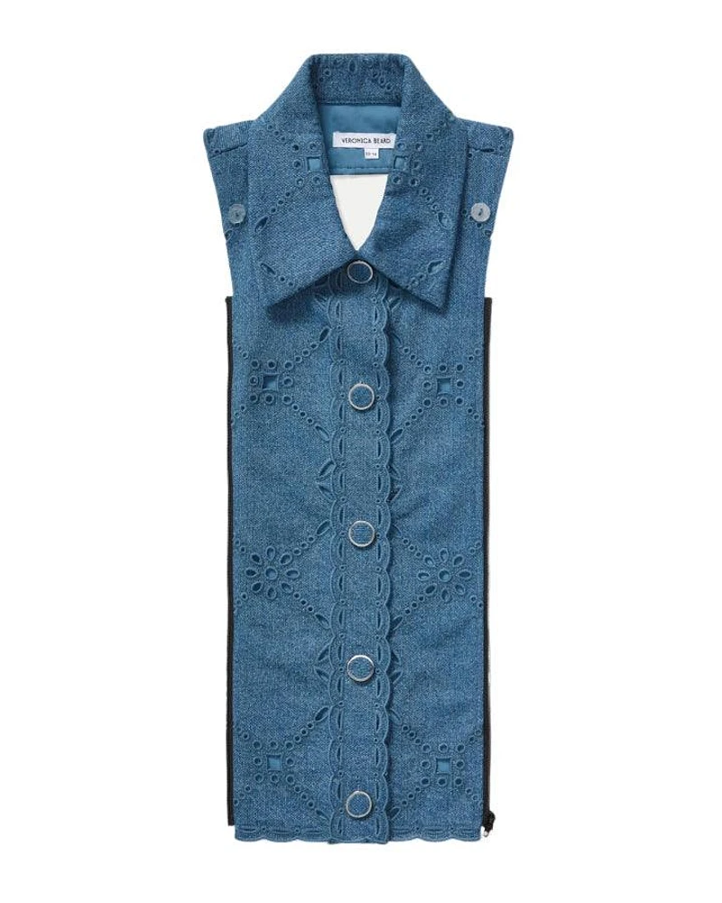 Veronica Beard Gretel Denim Eyelet Dickey