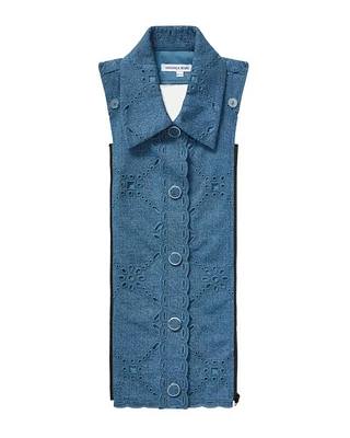 Veronica Beard Gretel Denim Eyelet Dickey