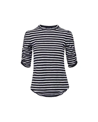 Waldorf Striped Ruched Sleeve Tee