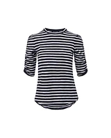 Waldorf Striped Ruched Sleeve Tee