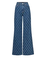 Veronica Beard Taylor Wide Leg Diamond Jeans