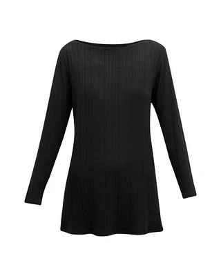 Eileen Fisher Bateau Neck Long Sleeve Ribbed Tunic