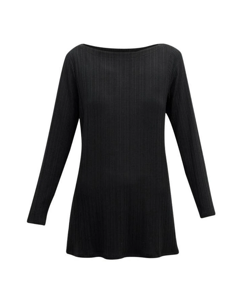 Eileen Fisher Bateau Neck Long Sleeve Ribbed Tunic