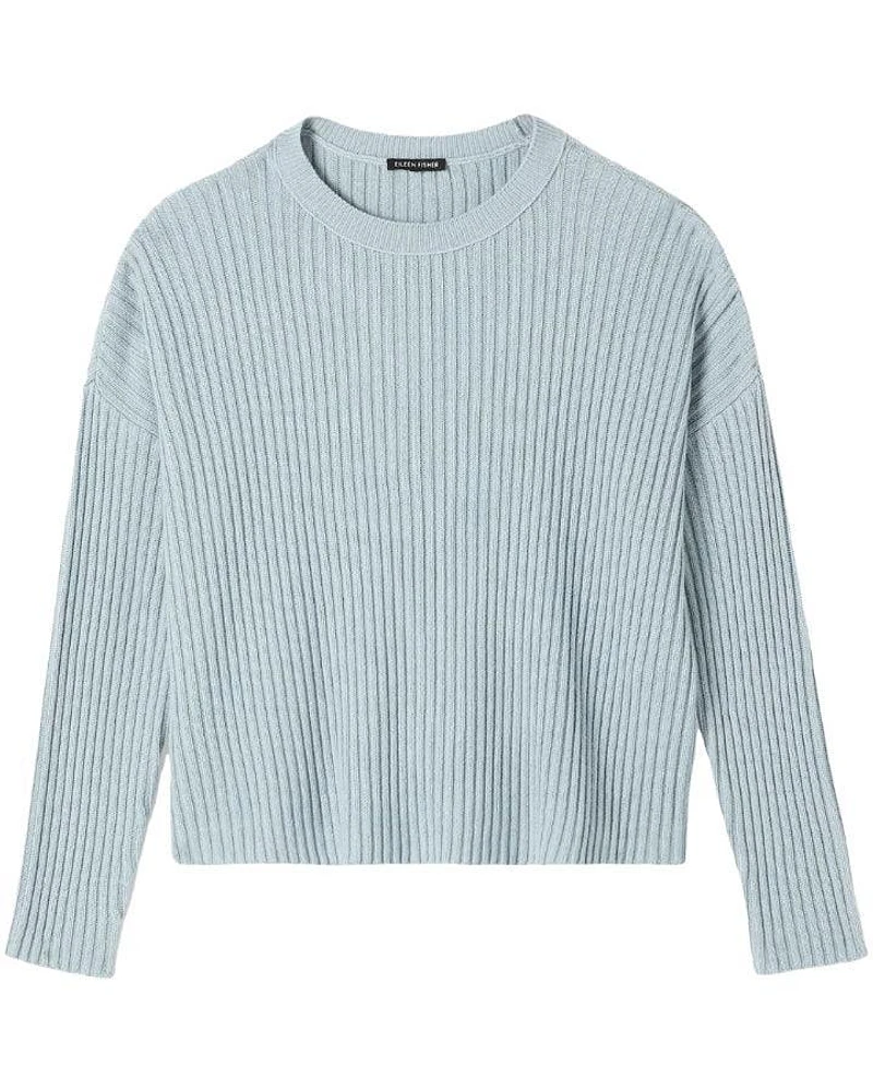 Eileen Fisher Cotton Cashmere Box Pullover Frost