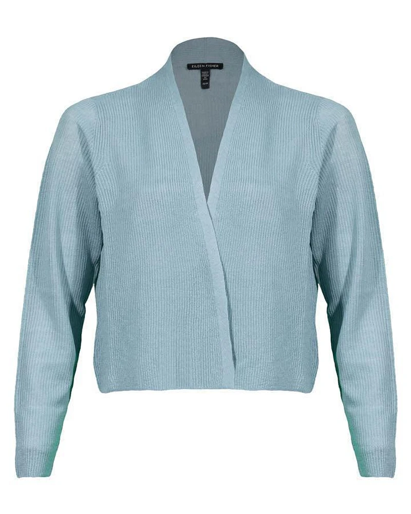 Eileen Fisher Organic Linen Cotton Airy Tuck Cropped Cardigan