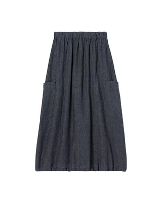 Eileen Fisher Washed Organic Linen Délavé Cargo Skirt