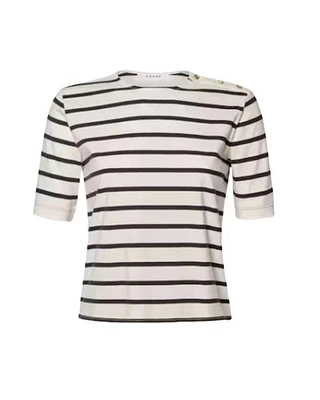Frame Button Detail Stripe Tee