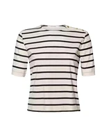 Frame Button Detail Stripe Tee