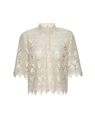 Frame Lace Button Up Shirt