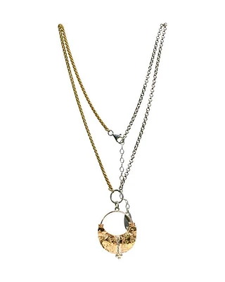 Karyn Chopik Grecian Textured Pendant On Gold-Sliver Necklace